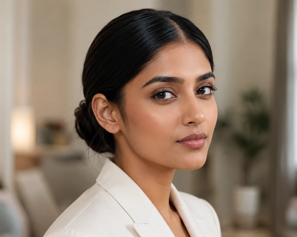 The Sleek Low Bun With a Center Part