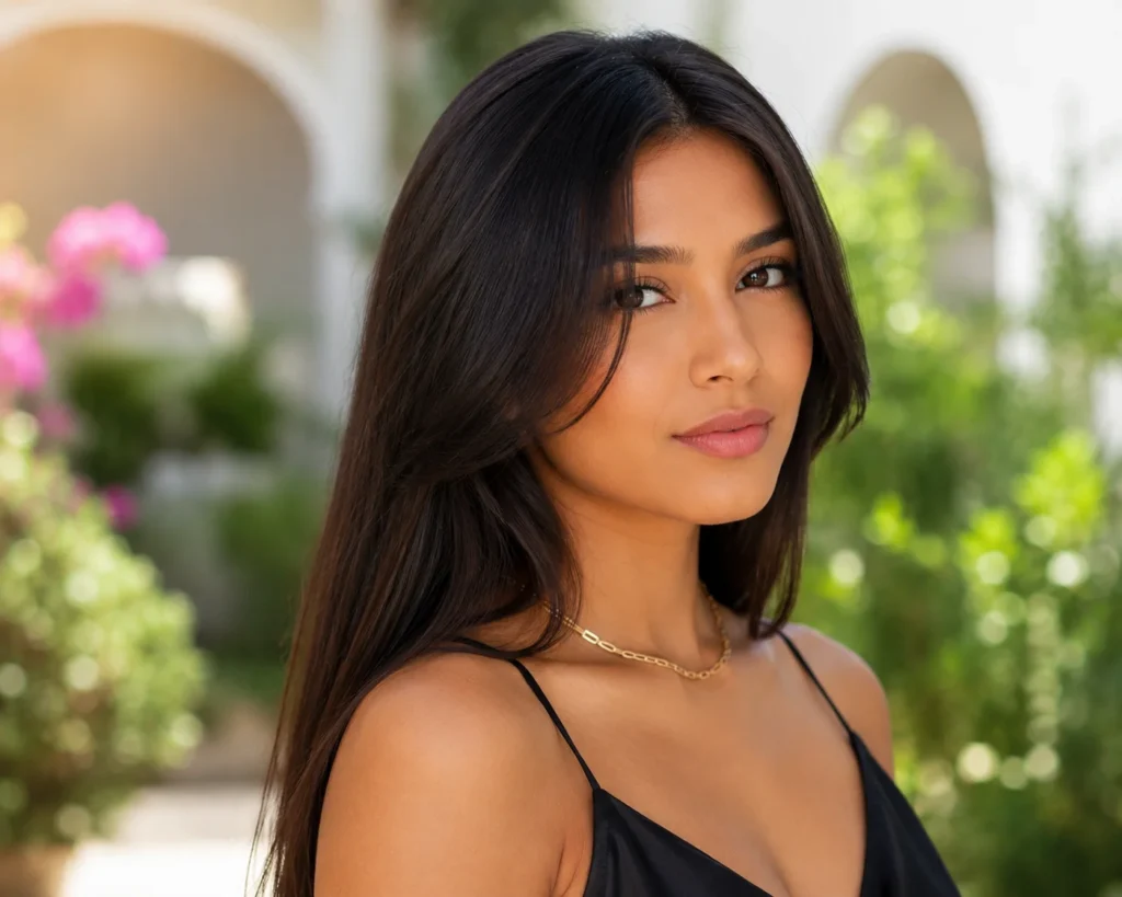 Middle-Parted Long Straight Hair With Face-Framing Layers