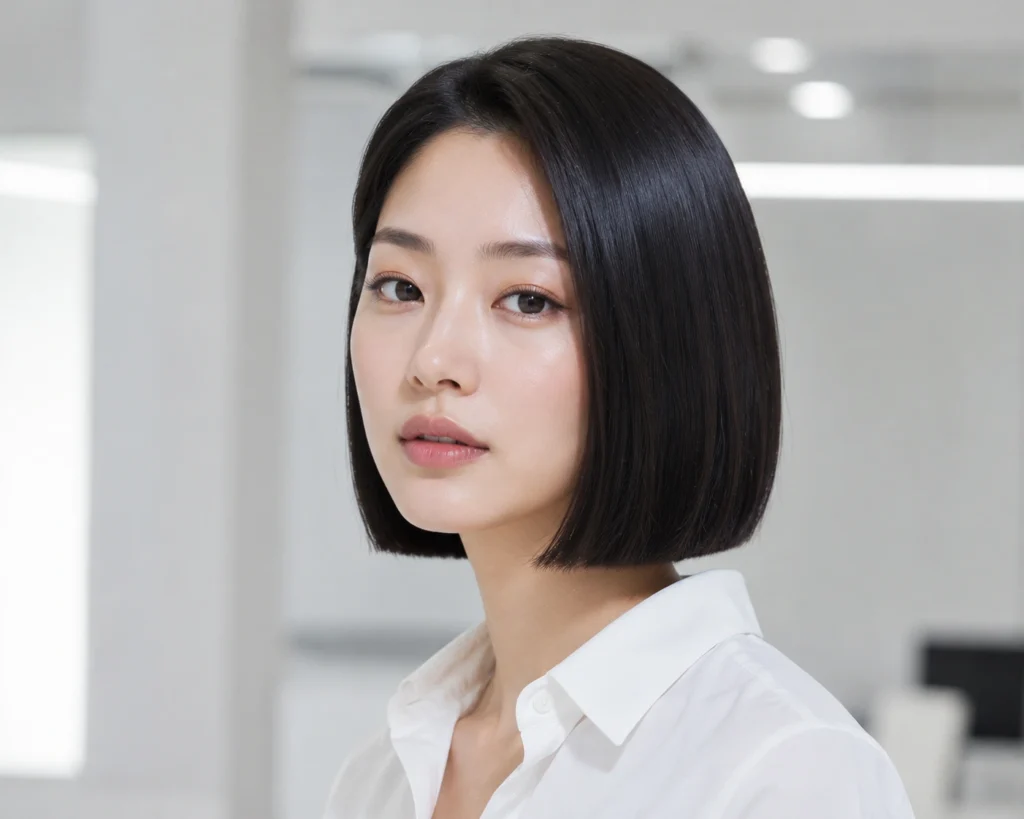 Sleek Straight Bob With Blunt Ends and No Bangs